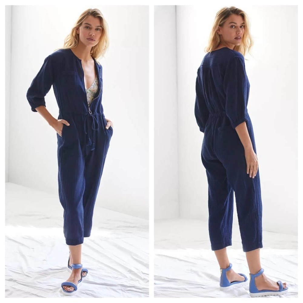 Anthropologie Sundry waisted Cotton Gauze Crop Jumpsuit Large excellent conditio